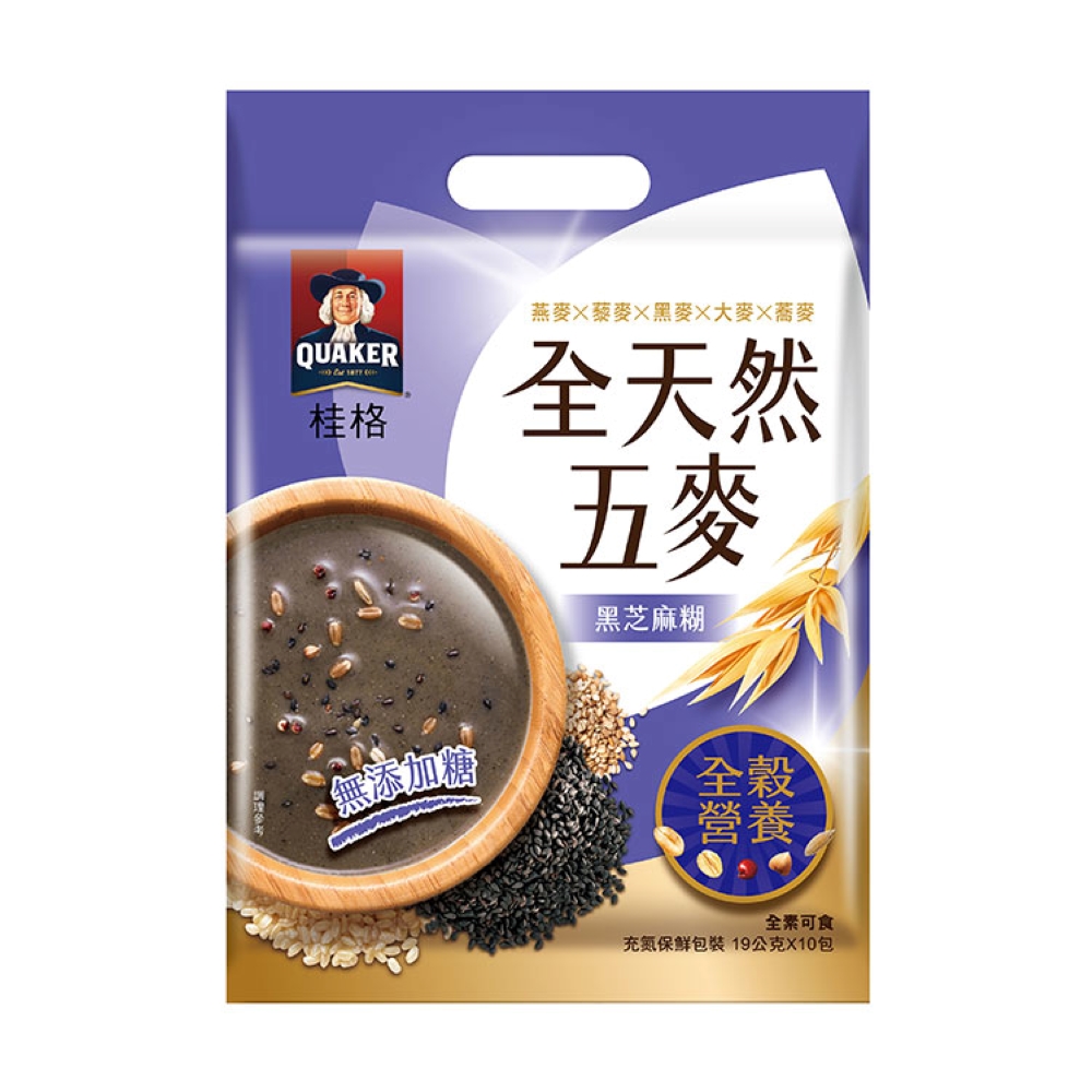 【桂格】全天然五麥-黑芝麻糊無添加糖 19g*10包/袋(19g*10包/袋) - 全聯 全電商