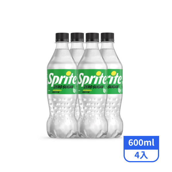 【Sprite 雪碧】汽水-ZERO無糖 寶特瓶(600ml*4罐)