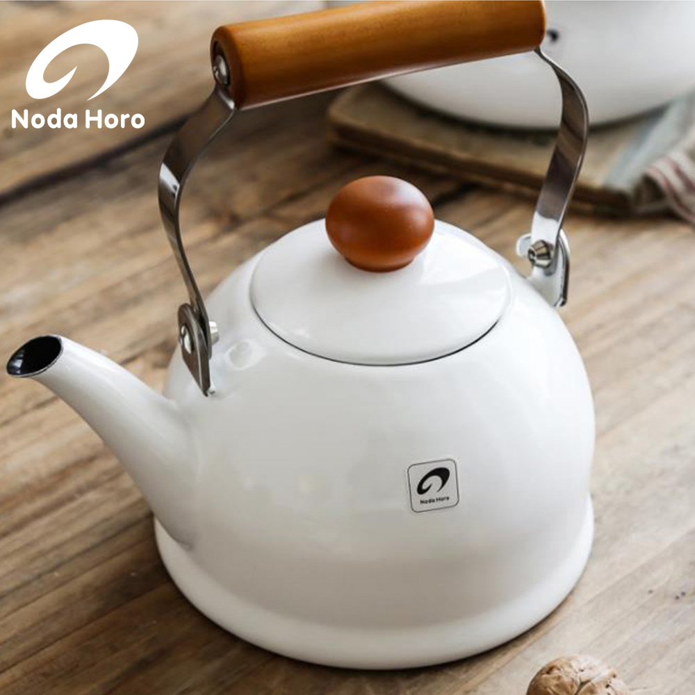 野田琺瑯】日本製琺瑯木柄款水壺1500ml(白色) - 全聯全電商