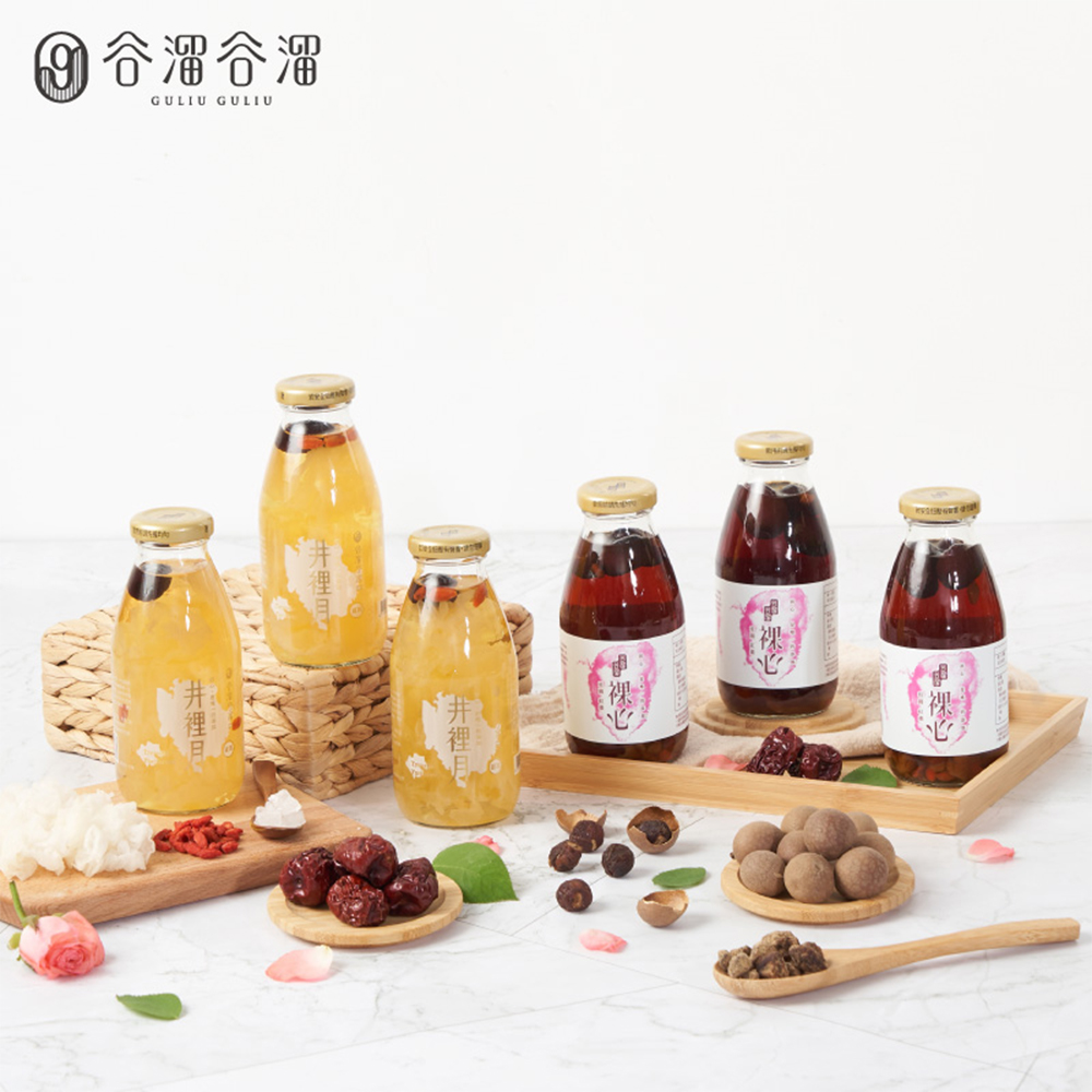【谷溜谷溜】營養滋補(6入裝)(環保包裝)(每瓶295ml，一箱6入 口味：井裡月*3+裸心*3)