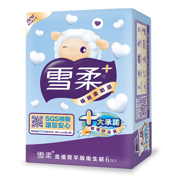 【雪柔】金優質平版衛生紙(300張*6包)