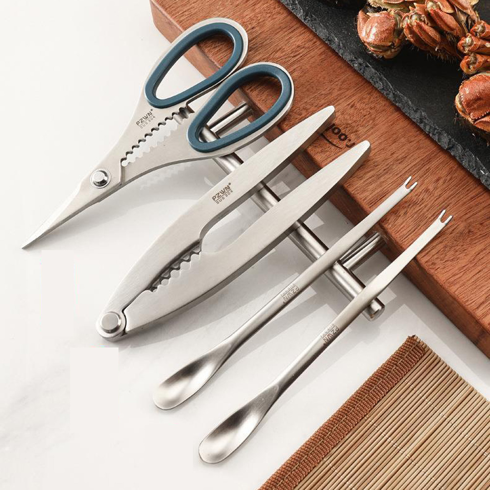 PUSH!】餐具用品304不鏽鋼吃蟹工具大閘蟹工具蟹針蟹夾螃蟹鉗豪華版附