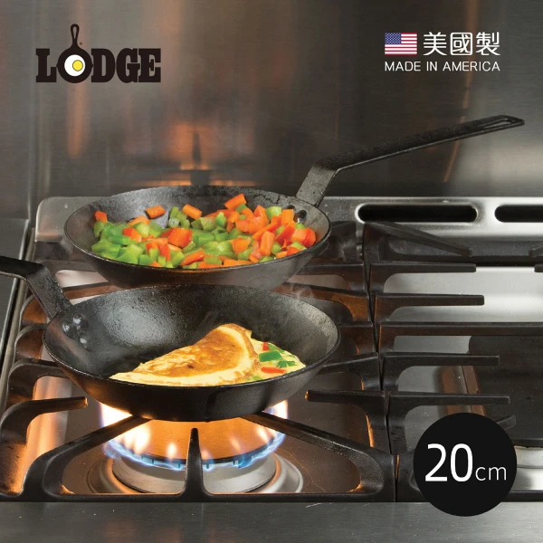 【美國 LODGE】美國製高碳鋼長柄平底煎鍋-20cm(CRS8)