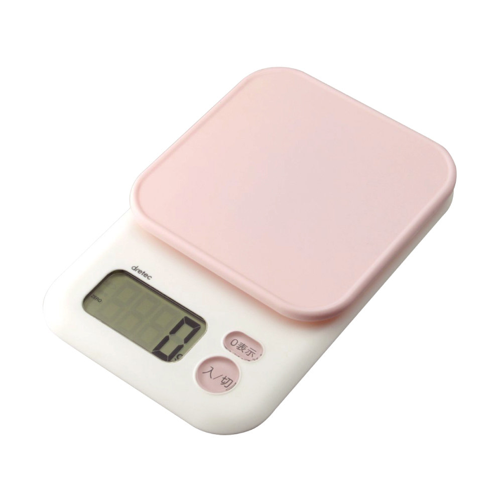 【日本dretec】「甘納許」大秤盤電子料理秤-粉色-1g/2kg(KS-705PK) - 全聯全電商