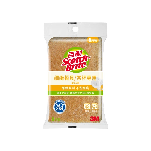 【3M】百利細緻餐具/茶杯專用菜瓜布小黃五片包(.)