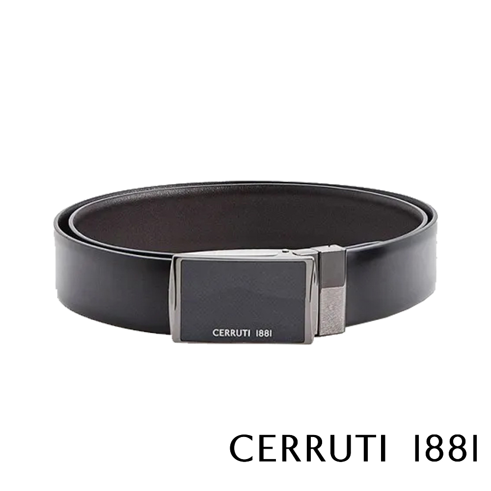 【CERRUTI 1881】限量3折 義大利頂級小牛皮皮帶 全新專櫃展示品 (CECT04748M 125CM 深咖啡色)