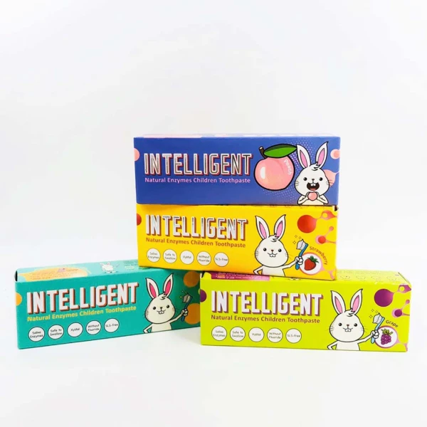 【INTELLIGENT】兒童酵素牙膏40g/原味/草莓/葡萄/水蜜桃(4種口味各1支)