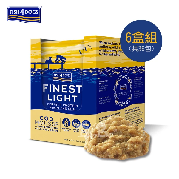 【FISH4DOGS 海洋之星】海藻精華鱈魚慕斯-犬用 6盒 (狗 濕食 肉泥)(100g*36包)