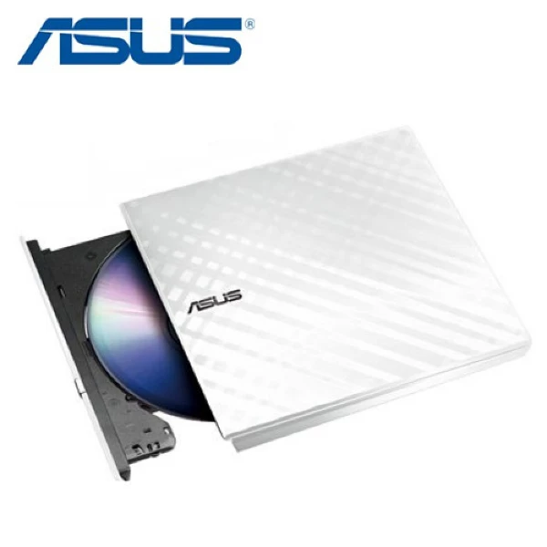 【ASUS 華碩】SDRW-08D2S-U 外接DVD燒錄機 白(鑽石格紋設計 超薄 21mm 厚)