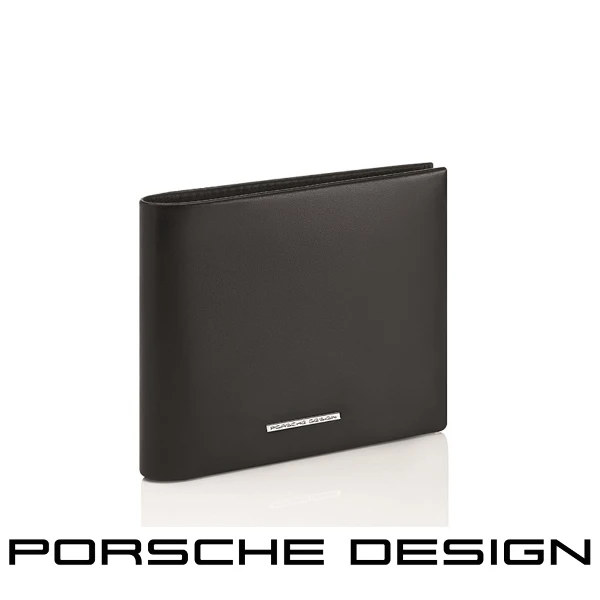 【Porsche Design 保時捷】限量3折 德國頂級小牛皮4卡零錢袋皮夾 全新專櫃展示品(黑色 OBE9903)