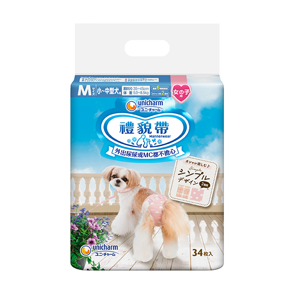 【Unicharm Pet】禮貌帶女用菱格-M(34片)
