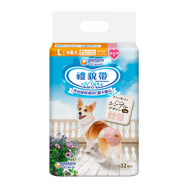 【Unicharm Pet】禮貌帶女用菱格-L(32片)