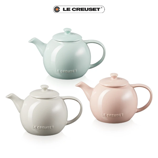 【Le Creuset】造型瓷器花蕾系列茶壺650ml(甜薄荷/花漾粉/肉豆蔻)