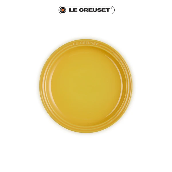 【Le Creuset】造型瓷器圓盤 19cm-無盒(芥末黃)