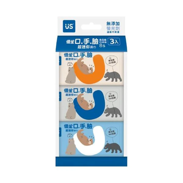 【優生】口手臉超迷你濕巾(8抽*3包/組)
