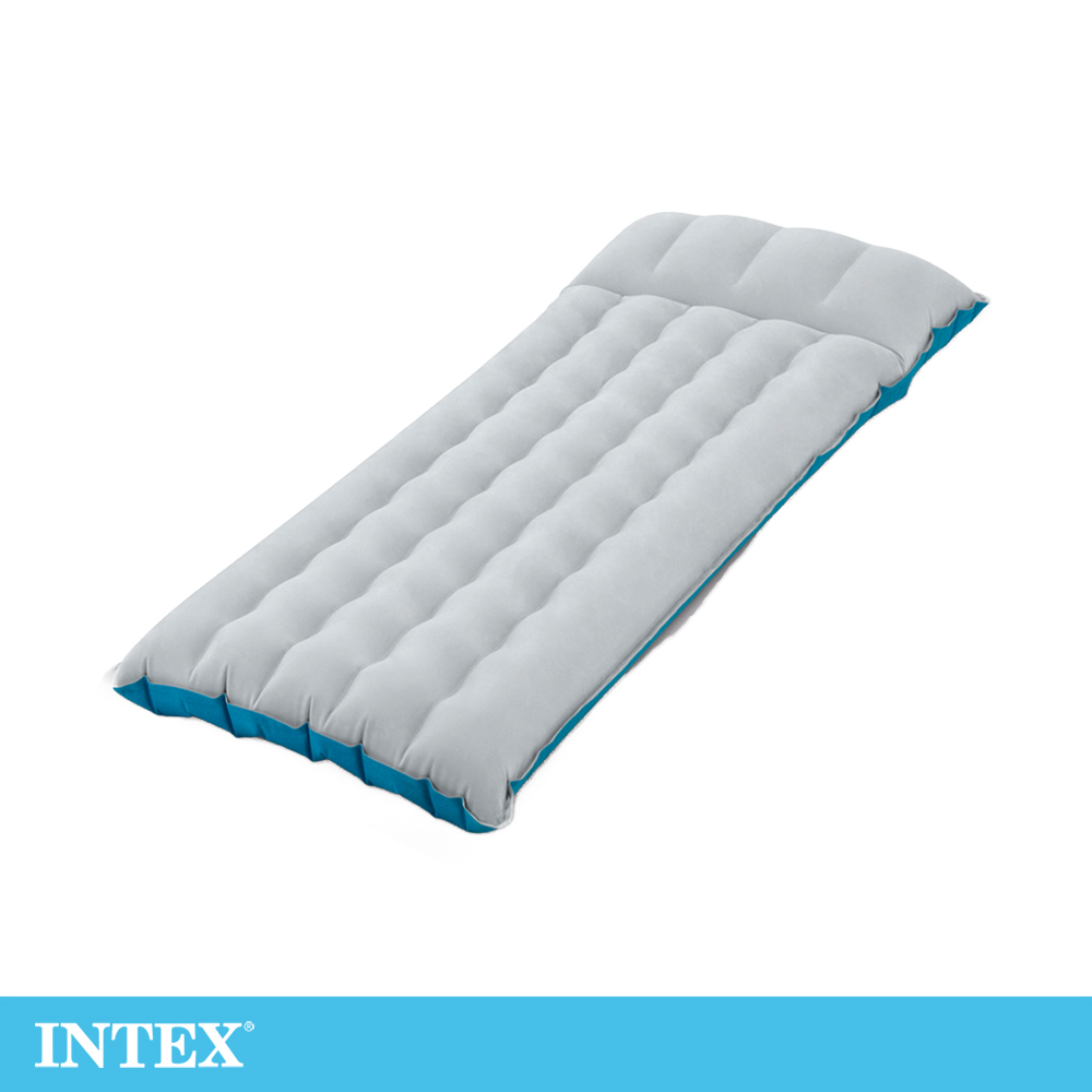 【INTEX】單人野營充氣床墊/露營睡墊-寬67cm-灰藍色(67997)