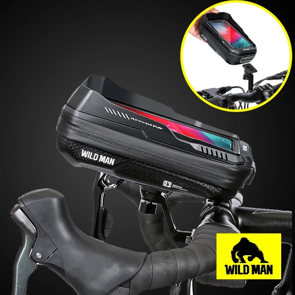 【WILD MAN】快拆自行車龍頭延伸袋 可觸控手機遮光硬殼(防水收納包)