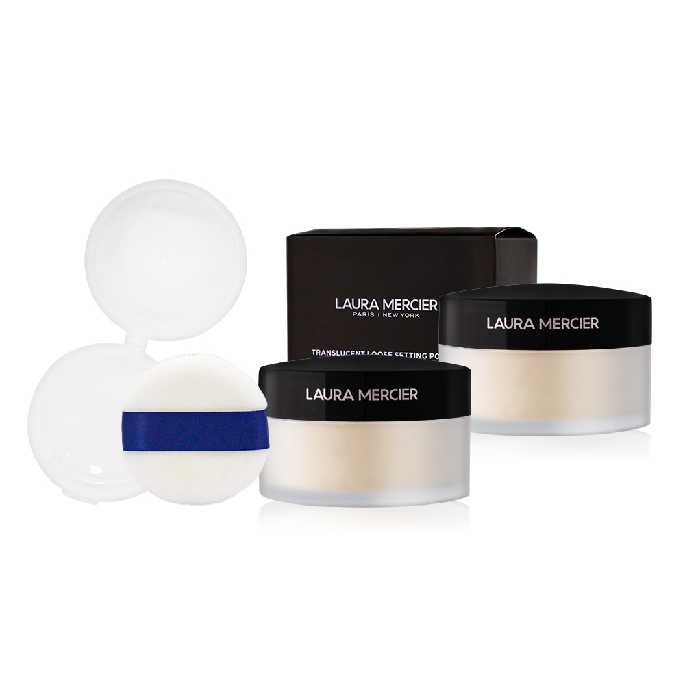【LAURA MERCIER 蘿拉蜜思】煥顏透明蜜粉 29g*2 送蜜粉撲(航空版)