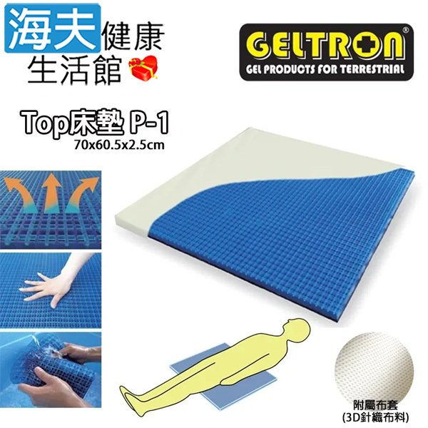 【海夫健康生活館】Geltron Top P-1 固態凝膠床墊 上半身/兒童用 附3D針織透氣床罩 (GTP-1)(49729)