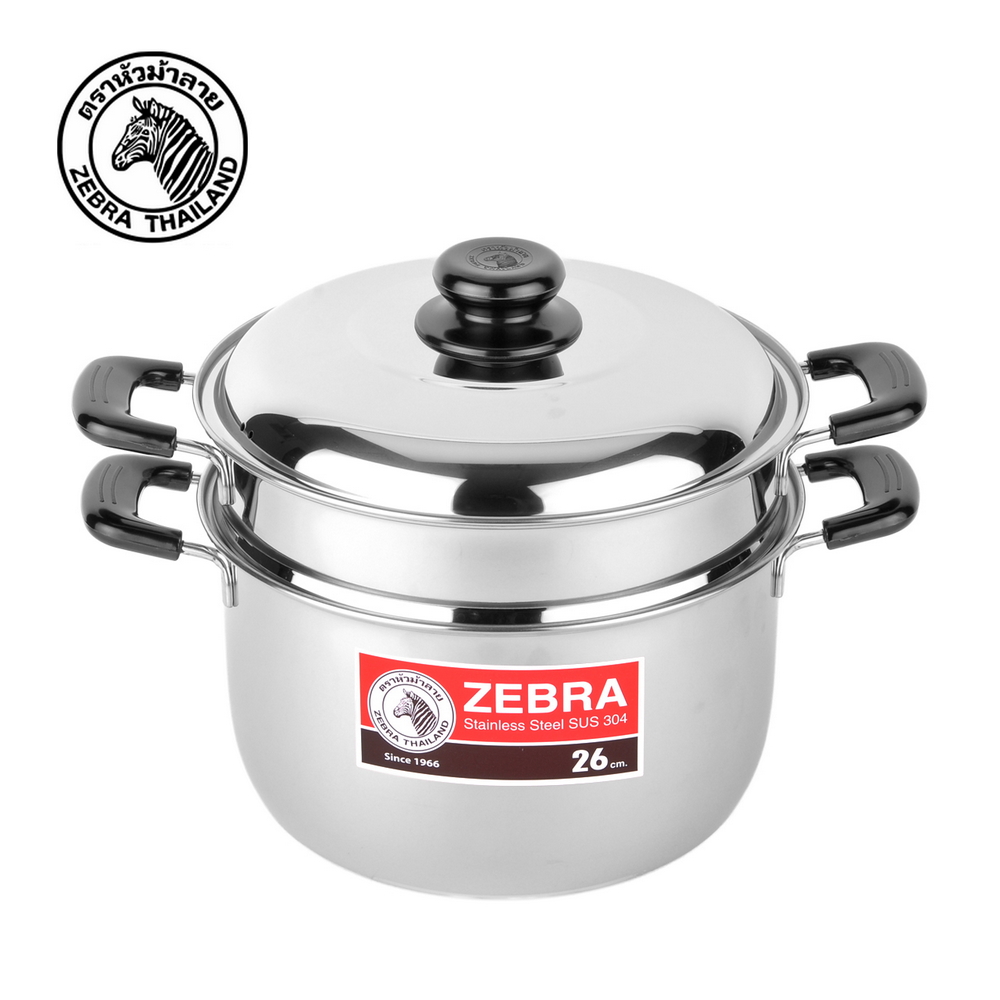 ZEBRA 斑馬牌】 高型蒸鍋組26CM 7.5L(湯鍋+蒸籠+蓋)(304不銹鋼電鍋10人