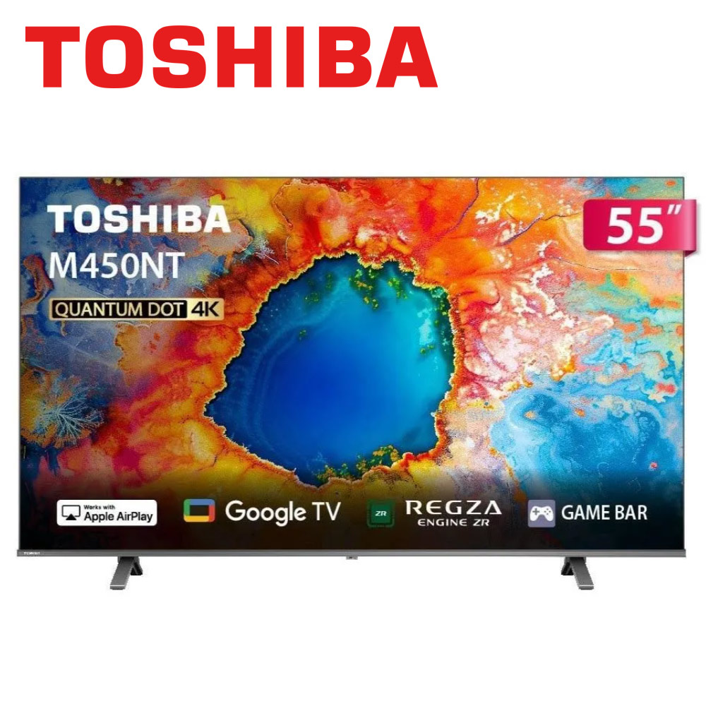 TOSHIBA 東芝】55型《QLED》4K GOOGLE TV液晶顯示器55M450NT【送HDMI線