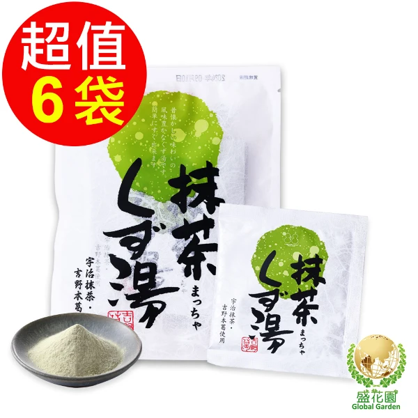 【盛花園】日本不二食品-抹茶葛粉(6袋/組)