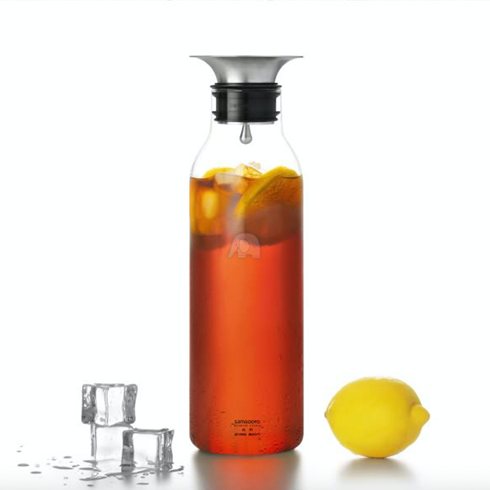 【LINOX】360度重力控水高硼矽玻璃冷水壺900ML(玻璃壺/玻璃瓶/水瓶/冷水瓶/冷水壺/飲料壺/咖啡壺)(1組)