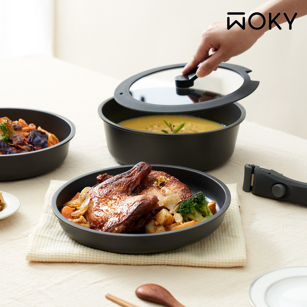 【WOKY 沃廚】塔塔鍋 22CM鈦陶瓷不沾鍋(無收納袋)