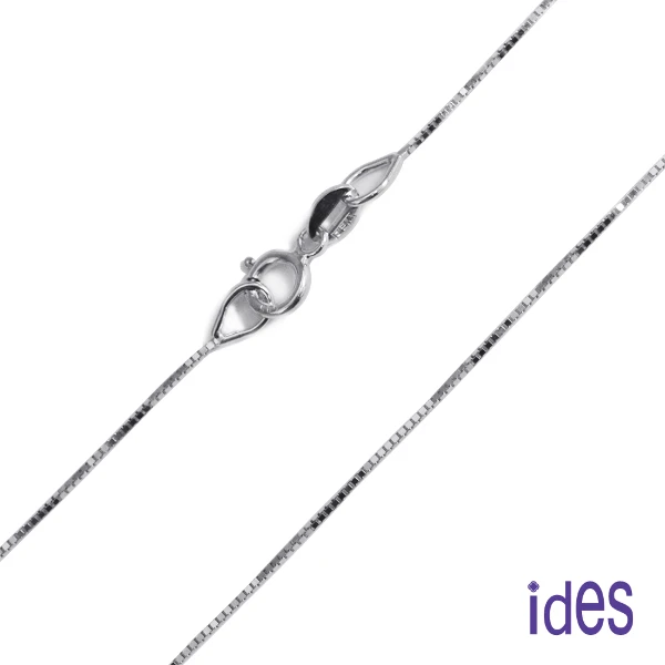 【ides 愛蒂思】義大利14K白金項鍊18吋/(（盒子鍊）)
