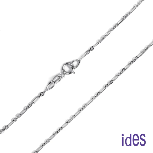 【ides 愛蒂思】義大利14K白金項鍊16吋/((圈圈鍊))