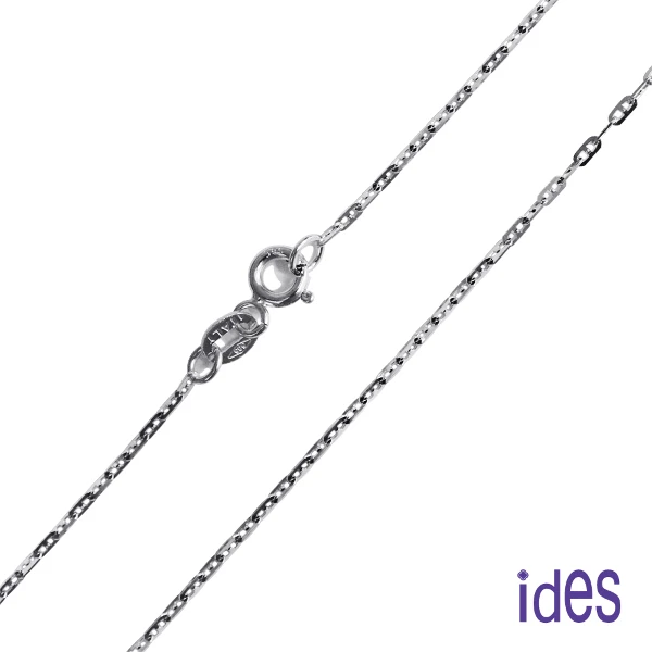 【ides 愛蒂思】義大利14K白金項鍊16吋/(日字鍊（中）)