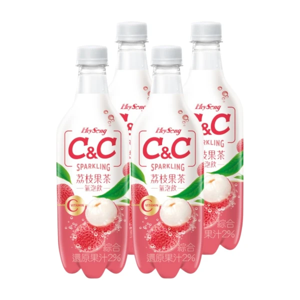 【黑松】C&C氣泡飲-荔枝果茶口味(500ml*4入)