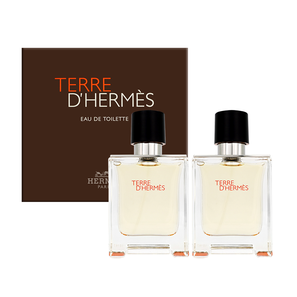 即期品)【HERMES 愛馬仕】TERRE D HERMES大地香水禮盒(50mlX2)_