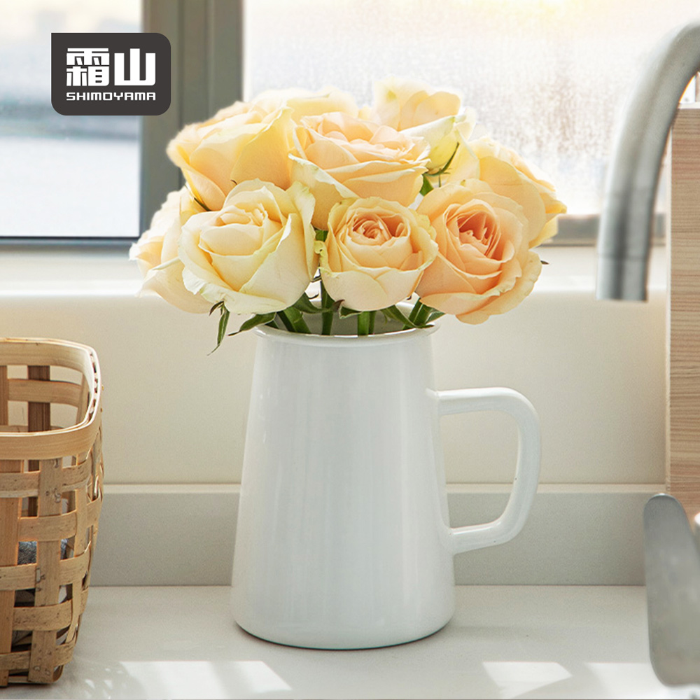 日本霜山】日式復古風琺瑯廚具收納瓶/花瓶(附把手)(收納筒/餐具桶/筷子