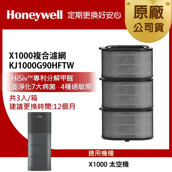 【HONEYWELL】X1000 複合濾網3入組 KJ1000G90HFTW(適用X1000 太空機)
