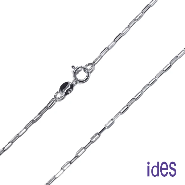 【ides 愛蒂思】義大利14K白金16吋項鍊鎖骨鍊/(（方圈鍊-1）)