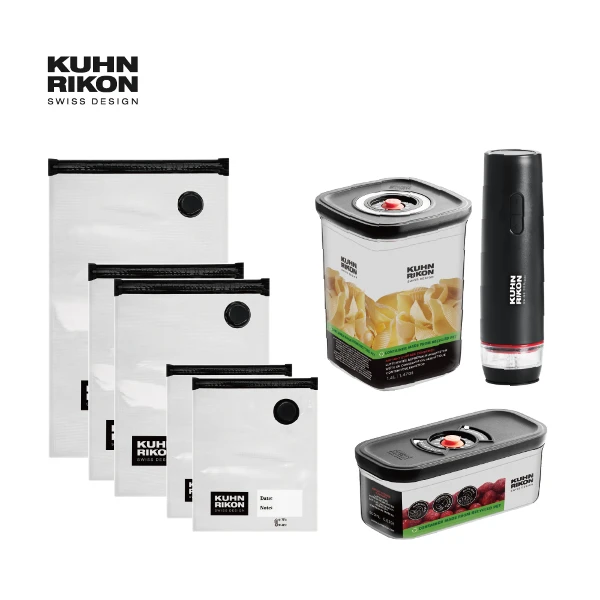 <618必搶>【KUHN RIKON 瑞康屋】瑞康屋Kuhn Rikon 真空保鮮盒-超級8件組(保鮮袋5入+方形保鮮盒*1+長型保鮮盒*1+真空抽氣棒)