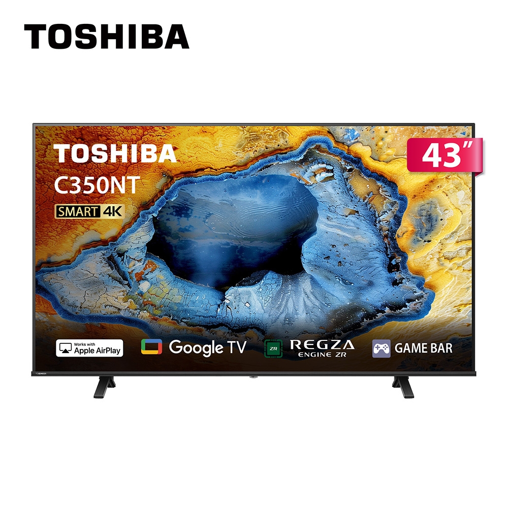 【TOSHIBA 東芝】REGZA 43型4K Google TV液晶顯示器(43C350NT)
