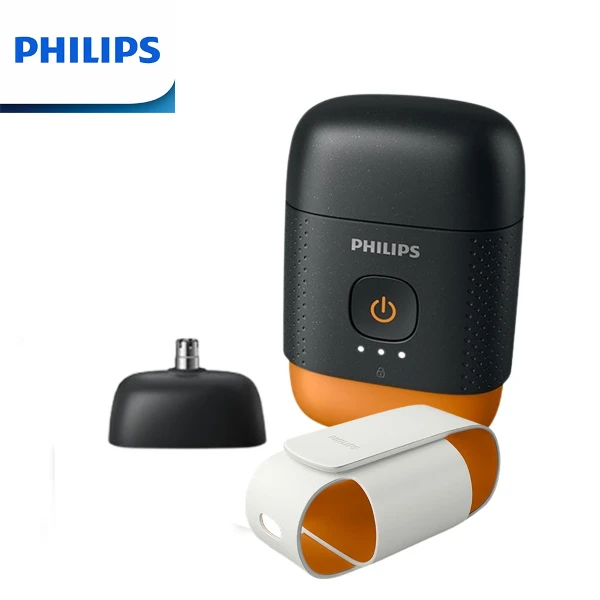 【PHILIPS 飛利浦】掌上型雙刀頭電動刮鬍刀 電鬍刀 YQ660/02(磨利橘)