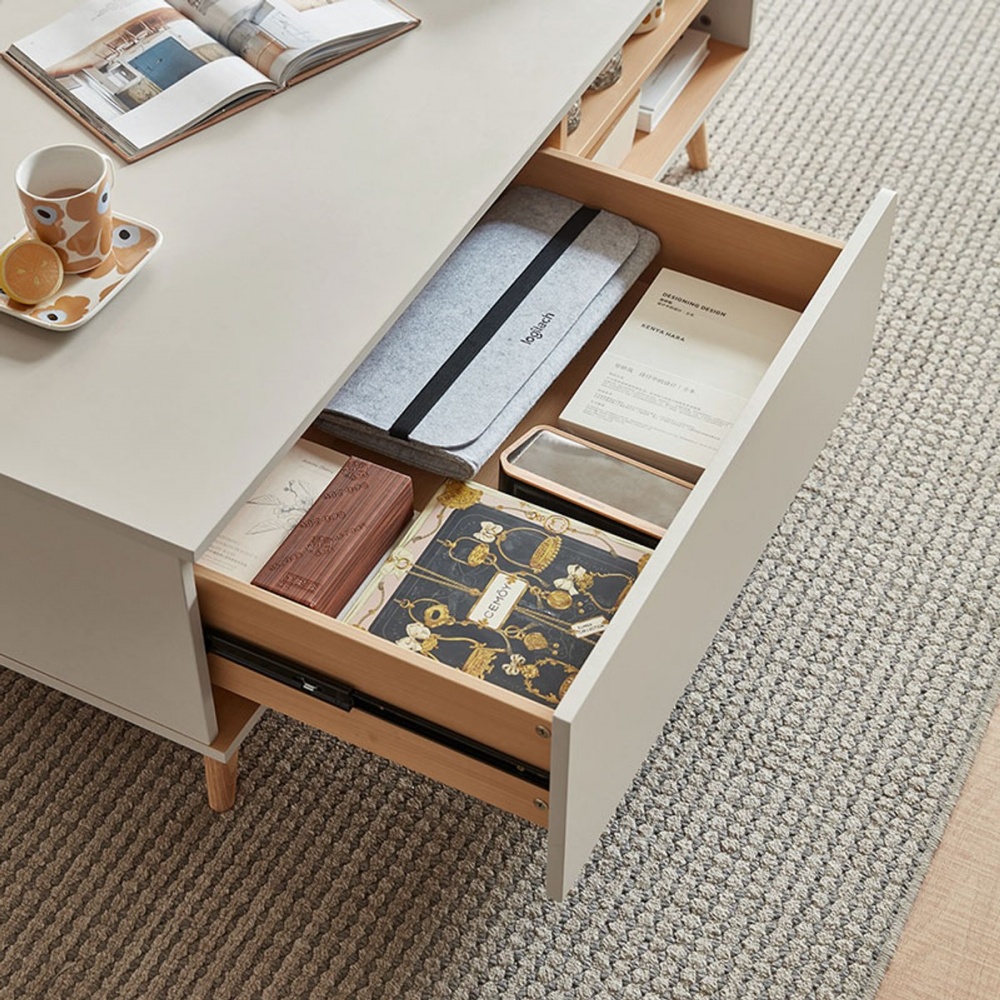 hoi! 好好生活】林氏木業簡約雙色1.2M收納茶几OV1L-原木色(【hoi