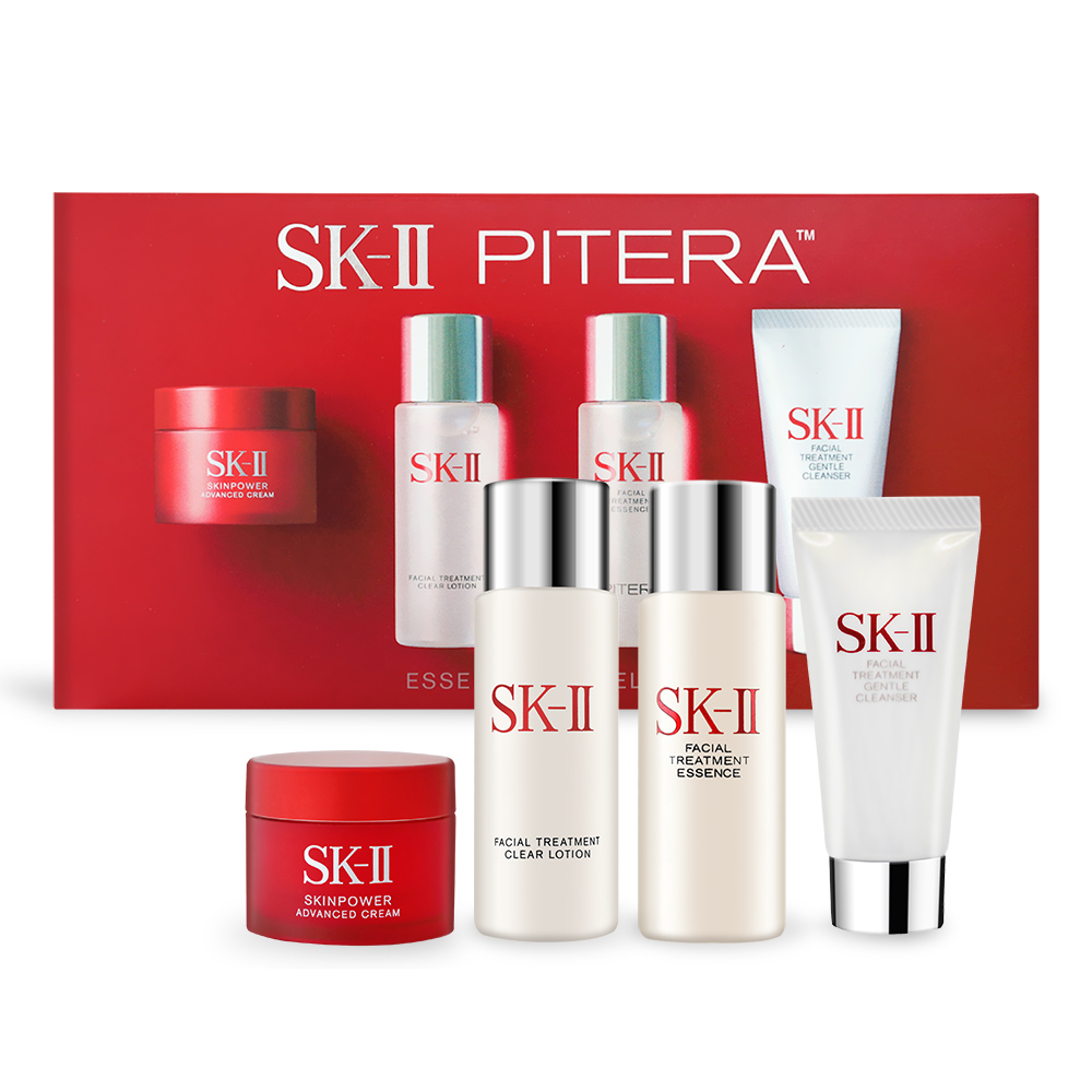 【SK-II】暢銷旅行組 洗面乳20g+亮採水30ml+青春露30ml+致臻活膚霜15g(航空版)