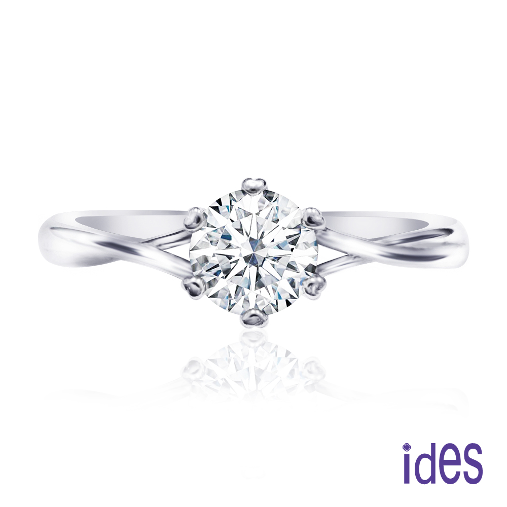 ides 愛蒂思】日系設計款50分F/VS1頂級3EX車工鑽石戒指結婚戒/(優雅六爪) - 全聯全電商