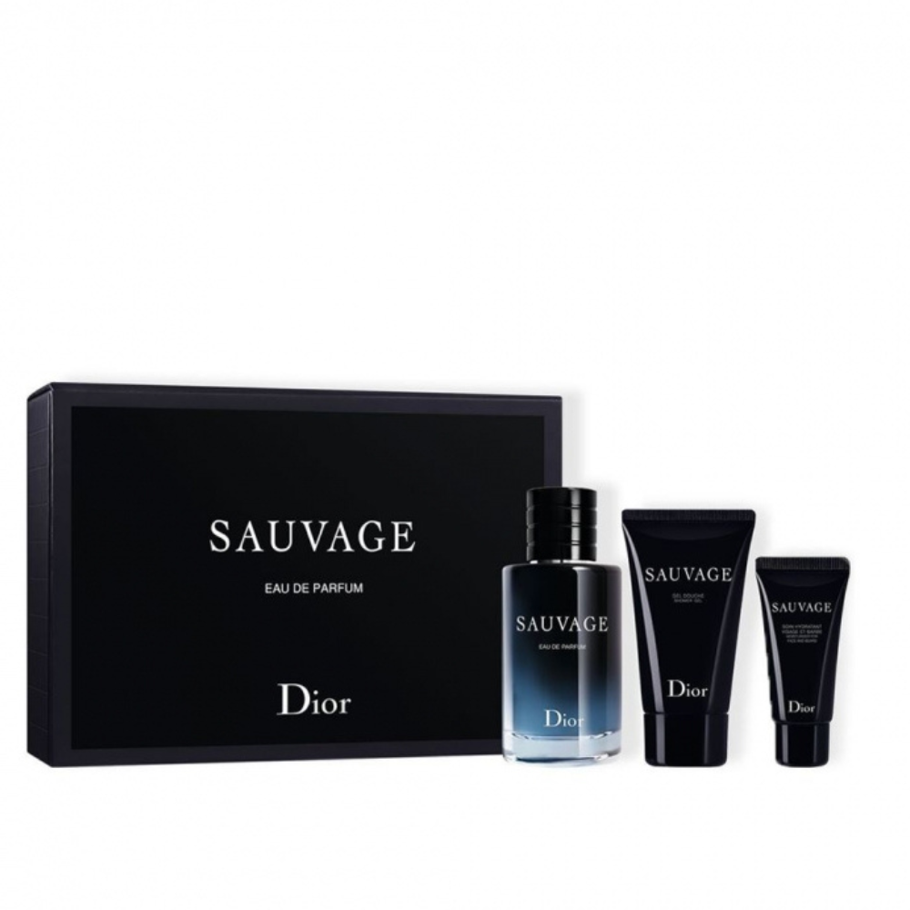 【Dior 迪奧】Sauvage 曠野之心男性淡香精套裝(淡香精60ml、沐浴露50ml和保濕霜20ml - 旅行裝)