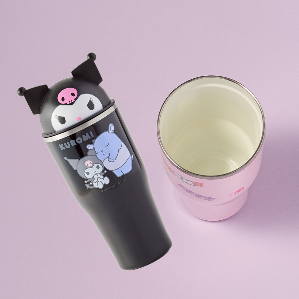 【SANRIO 三麗鷗】酷洛米造型陶瓷不鏽鋼保冰杯950ml-FRIEND朋友黑(KU-T11-FRIEND)