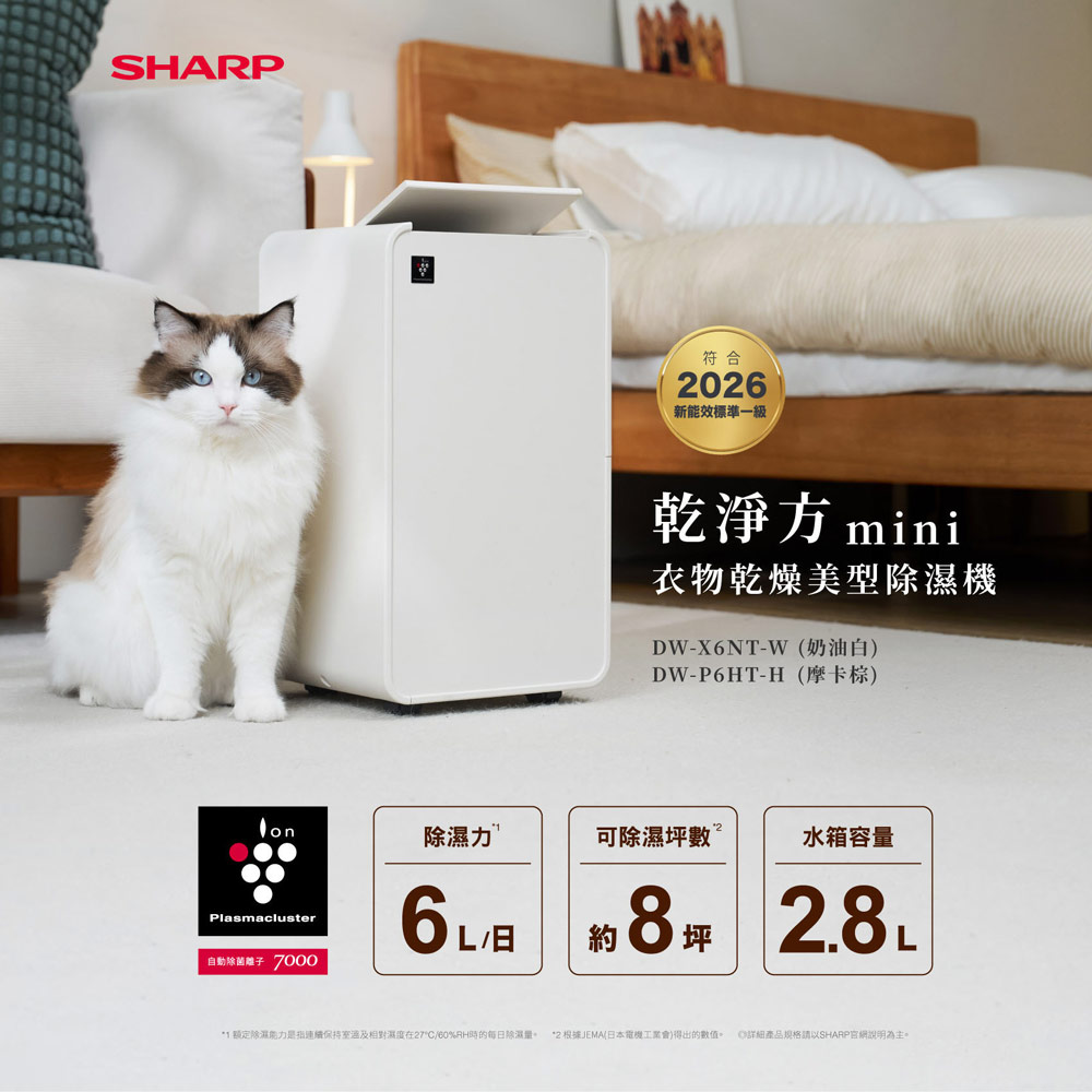 SHARP 夏普】6L乾淨方mini美型除濕機(DW-X6NT-W) - 全聯全電商