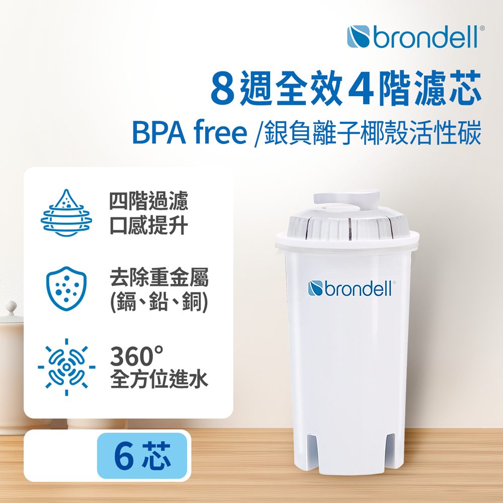 【brondell】【美國邦特爾】HF10全效去水垢加強版濾芯(6芯)
