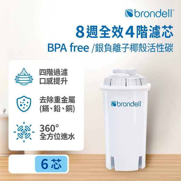 【brondell】【美國邦特爾】HF10全效去水垢加強版濾芯(6芯)