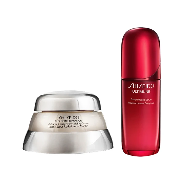 【SHISEIDO 資生堂】百優精純乳霜 75ml+紅妍山茶花修護精華 75ml 優惠組合(航空版)