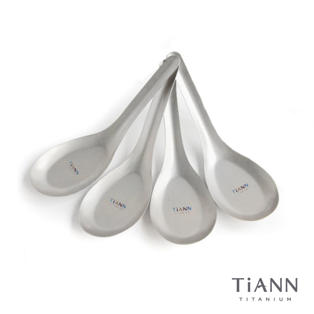 【TiANN 鈦安】純鈦 經典台式湯匙(四支/禮盒裝) - 全聯全電商
