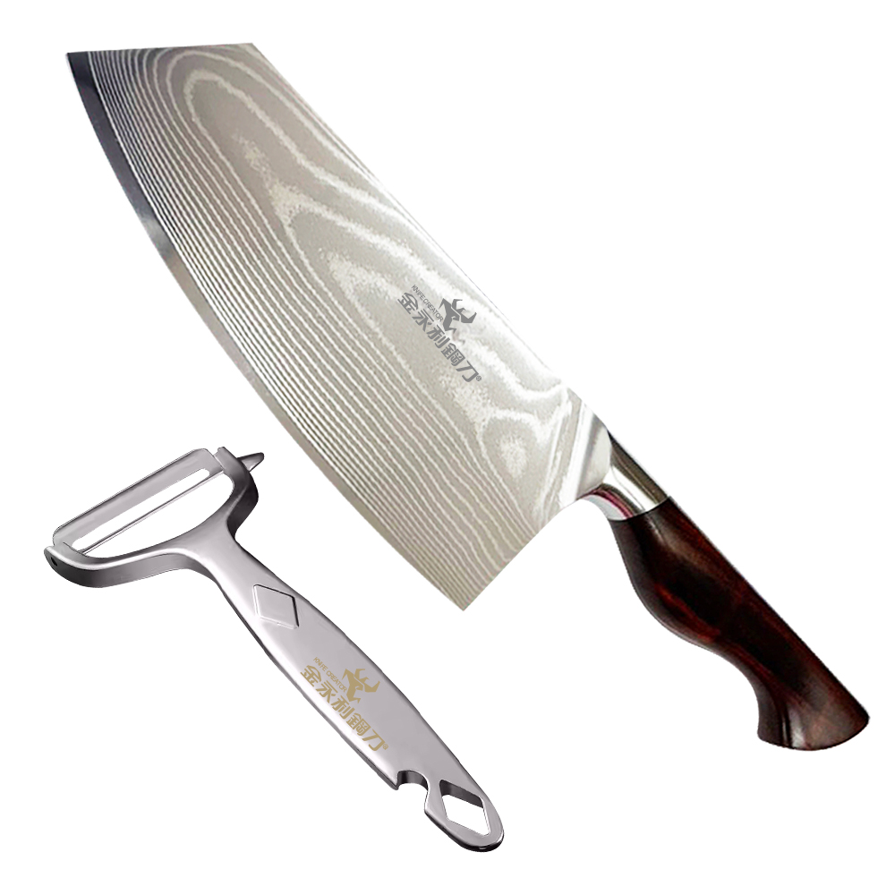 【金門金永利】NK1-2a龍紋大馬士革鋼 蔬果料理尖切刀18cm(送鋅合金刨刀)